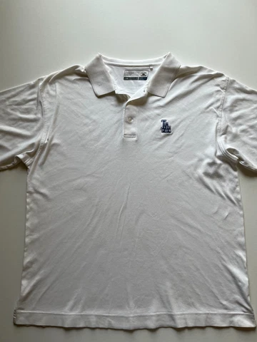 Cutter And Buck Los Angeles Dodgers Polo Shirt Mens XL White Cotton MLB READ Cover