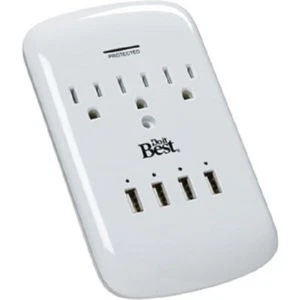 (6)-Do it Best 3-Outlet/4-USB 1200J White Plug-In Surge Protector LA-9A-4 - Picture 1 of 1