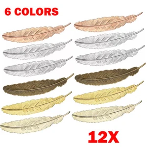 12X Metal Feather Bookmarks Book Marks Page Marker For Book Lovers 6 Color NEW - Picture 1 of 9