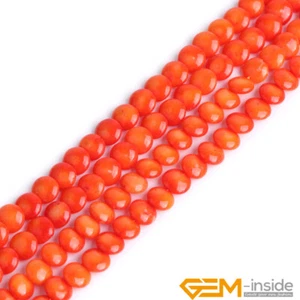 6mm Natural Pink Red Orange Coral Gemstone Coin Loose Beads Jewelry Making 15" - Picture 1 of 24