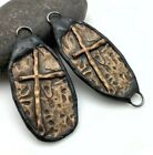 Hammered Oval Cross Bronze Color Pendant or Connector (SMP85)