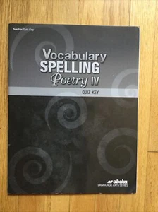 Abeka Vocabulary Spelling IV Teacher Quiz/Test Key Grade 10 5th Edition - Picture 1 of 4