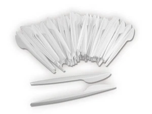 (4,45€/100Stk.) 200x Messer - Picknick Besteck - Einweg Tischbesteck Weiß - Neu - Bild 1 von 1