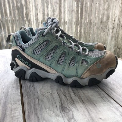 Oboz Sawtooth II Hiking Sneakers Low Women Size 7M Green Leather Trail Shoes WP - Image 1 of 4