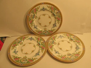 RARE SET OF 3 ANTIQUE VINTAGE MINTONS 1913 JAPONICA 10" DINNER PLATE YELLOW TRIM - Picture 1 of 11