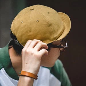 Work Overalls Vintage Flip Hat Men's Denim Khaki Casual Cotton Short Brim Cap - Picture 1 of 16