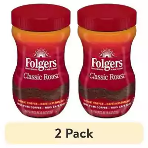 (2 pack) Folgers Classic Roast Instant Coffee, 8-Ounce Jar - Picture 1 of 4
