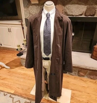 Lauren Ralph Lauren Mens Trench Coat Rain Jacket 46L Wool Lined Microfiber Suede - Image 1 of 4