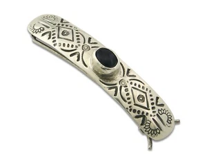 Cordón Navajo Vintage Plata 925 Estampado a Mano Ónix Auténtico Artista Nativo - Imagen 1 de 6