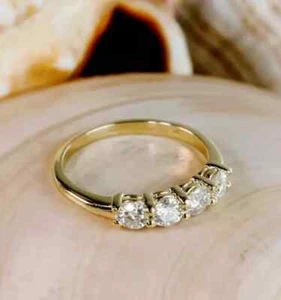 2CT Round Cut Lab Created Black Diamond Wedding Band Ring 14K Yellow Gold Plated - Picture 1 of 13
