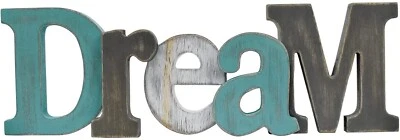 Multicolor Wooden Dream Word Sign Freestanding Block Letters Wall Mounted... - Image 1 of 4