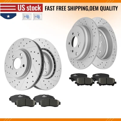 For 2011-2013 2014 Honda Odyssey Front Rear Brake Disc Rotors & Ceramic Pad Set - Image 1 of 4