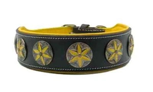 STRONG LEATHER DOG COLLAR STUDDED AND PADDED BIG DOGS STICHED COLLAR STAFFY - Picture 1 of 8