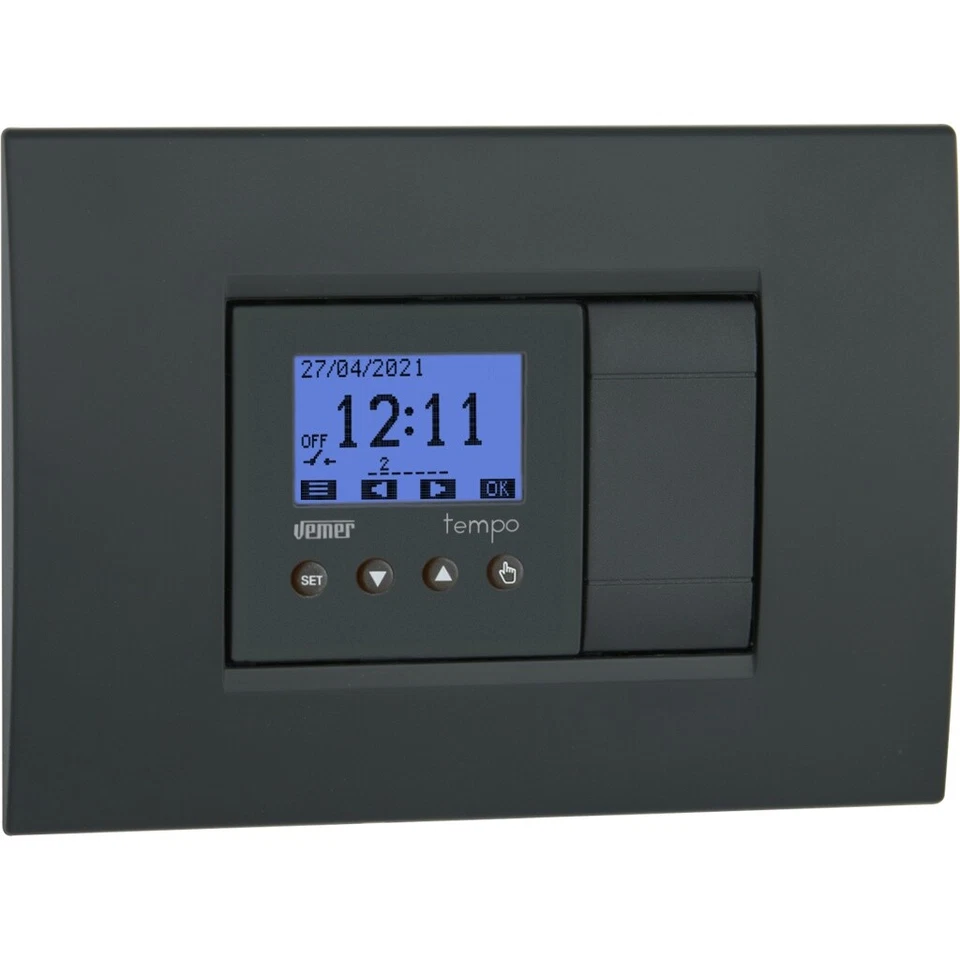 INTERRUTTORE ORARIO ASTRONOMICO DA INCASSO TIMER DIGITALE VEMER VE787500 TEMPO
