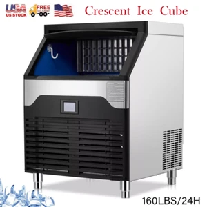 160LBS/24H Commercial Ice Maker Undercounter Freestand Crescent Ice Cube Machine - Picture 1 of 6