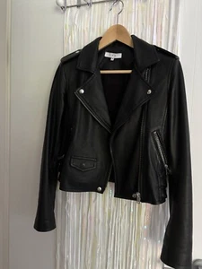 IRO Black Leather Moto Jacket Sz 36 - Picture 1 of 12