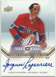 2008-09 UPPER DECK MONTREAL CANADIENS CENTENNIAL JACQUES LAPERRIERE HABS INKS