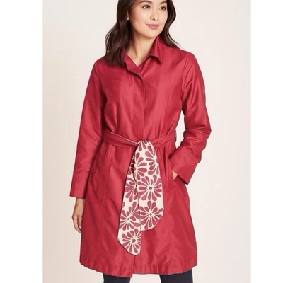 Zara Тренч куртка подпоясанный стороны карманы малиновый розовый плиссированные женщин размер S - Изображение 1 из 4