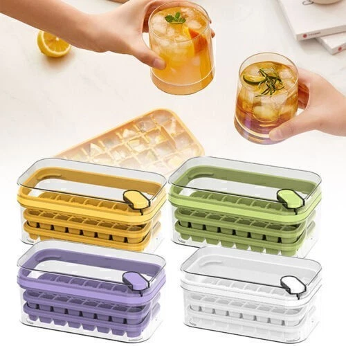 64 Gitter Eiswürfelform mit Deckel Eiswürfelbehälter Eiswürfelbereiter Eiswürfel - Bild 1 von 4