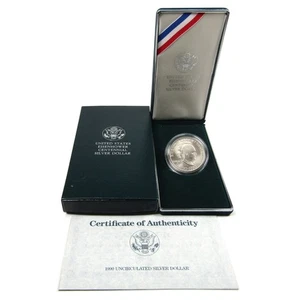 1990 W Eisenhower  Comm. Silver Dollar UNC Coin w/ Box & COA ~PRISTINE - Picture 1 of 2