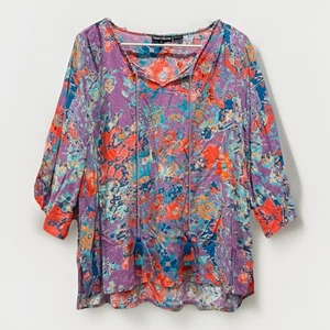 Tolani Collection Webbluse Nylon geblümt Aquarell bedruckt 3/4-Arm Gr. M - Bild 1 von 9