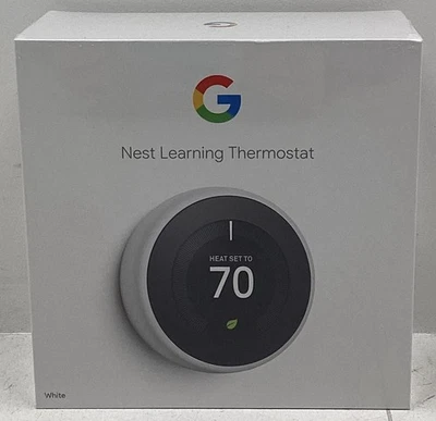 Google - Nest Learning Smart Wifi Thermostat - T3017US -color White - Image 1 of 4