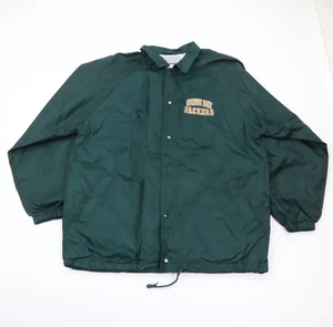 Green Bay Packers Coaches Jacket Mens Medium Snap Front Collared Logo 7 Football - Picture 1 of 8