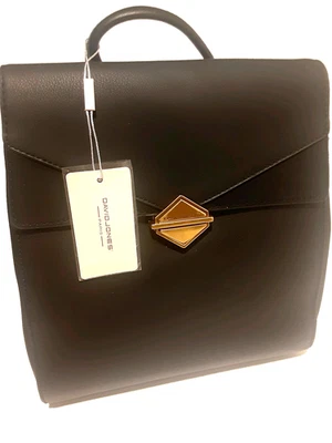 Mochila Mujer David Jones Negra Marca París Elegante Imitación Cuero Regalo Cumpleaños Foto 1 de 4