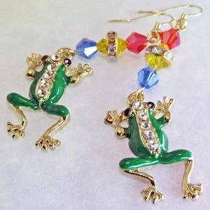 Enamel and Rhinestone Frog Earrings From Portland By SoniaMcD - Picture 1 of 24
