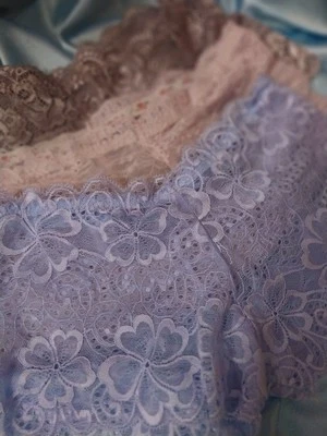 VTG SILKY TRANSPARENT SHEER SEE THRU FLOWERS PANTIES BOYSHORTS NYLON LACE 3 PAIR - Image 1 of 4