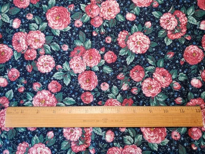 Vintage Concord Joan Kessler Pink Floral Cotton Fabric 1+ Yard with Flaw - Image 1 of 4