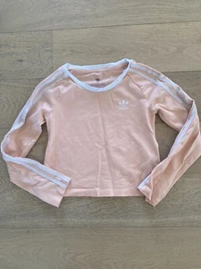 Adidas Girls Cropped Long Sleeve T Shirt Peach Small - Picture 1 of 3