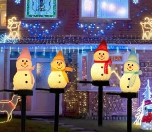 New 3PCS Solar Powered LED Snowman Light Decor Outdoor Garden Lamp Christmas Fun - Picture 1 of 8