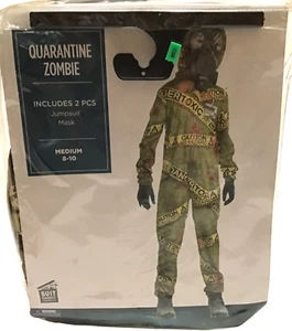 Zombie Quarantine Costume Child Sz Med 8 10 Jumpsuit and Mask Halloween Cosplay - Picture 1 of 3