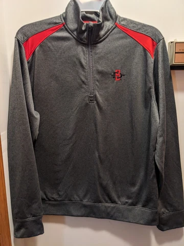 San Diego Aztecs Men's Large Gray With Red Trim 1/4 Zip Pullover Cover