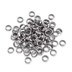 100 piezas 304 Anillo Cuentas de Metal de Acero Inoxidable Espaciadores Sueltos Agujero Grande Artesanía 6 mm - Imagen 1 de 8