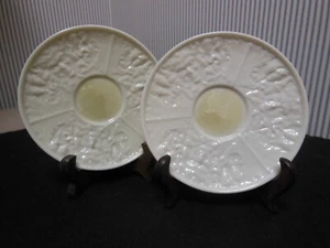 Pair (2) Belleek Ireland “Mask & Grapes” Saucers w Black Mark - Picture 1 of 12