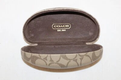 Estojo de óculos de sol Coach Signature logotipo marrom bronzeado concha dura 6 polegadas - Imagem 1 de 4