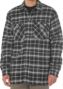Dickies Sherpa Lined Flannel Shirt Large Plaid Black - Picture 1 of 10
