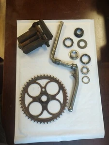 Vintage Prewar Schwinn Crank Sprocket Assembly W/Pedals & Bearings 46 Teeth - Picture 1 of 4