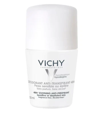 VICHY Roll-on Desodorante Antitranspirante Piel Sensible, Sin Perfume, 50 ml / 1.7 oz Foto 1 de 2