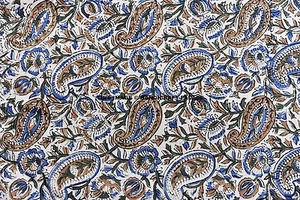 5 YARD NATURAL HAND BLOCK SEWING INDIAN SANGANERI PAISLEY COTTON FABRIC DECOR - Picture 1 of 3