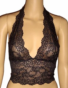 Fabul Ass Lingerie Stretch Lace Halter Cami Black Curves Apparrel M/L NWT $88 - Imagen 1 de 4