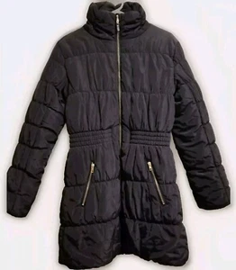 H&M Puffer Girl's Jacket Coat Long Full Zip Size 14 Y + Black - Picture 1 of 8