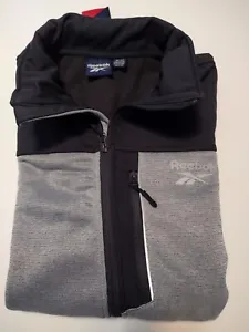 Rebook Men's Fleece Long Sleeve Jacket Full Zip Gray, Black XL  - Picture 1 of 11