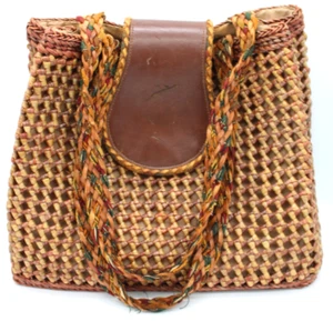 Vtg VANESSA FASHION IMPORTS Brown Woven Straw Purse Shoulder Bag - Made in Italy - Picture 1 of 24