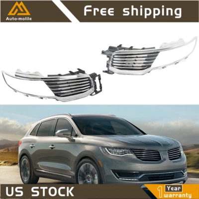 Parrilla superior delantera cromada conductor + lado del pasajero para Lincoln MKX 2016-2018 Foto 1 de 4