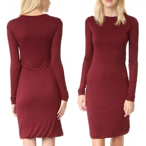 Acne Studios Burgundy Red Nalani Tencel Jersey Long Sleeve Mini Dress XS - Picture 1 of 7