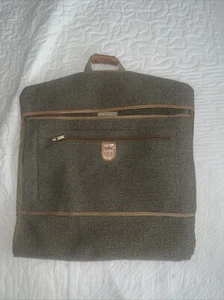 Vintage Hartmann Tweed and Belting Leather Trim Carry-on Garment Bag Brown USA - Picture 1 of 11