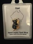 Vintage Souvenir Of Australia Hand Layed Opal Slice Koala Pin Brooch Nib